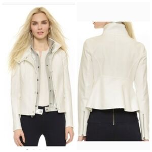 Veronica Beard Funnel Neck Jacket with Peplum Hem Size 2 With Silver Dickey New